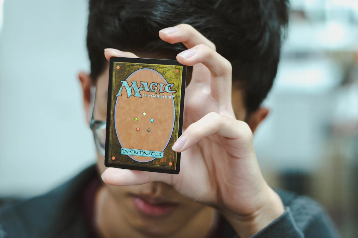 Magic: The Gathering card game cards in a collector setting